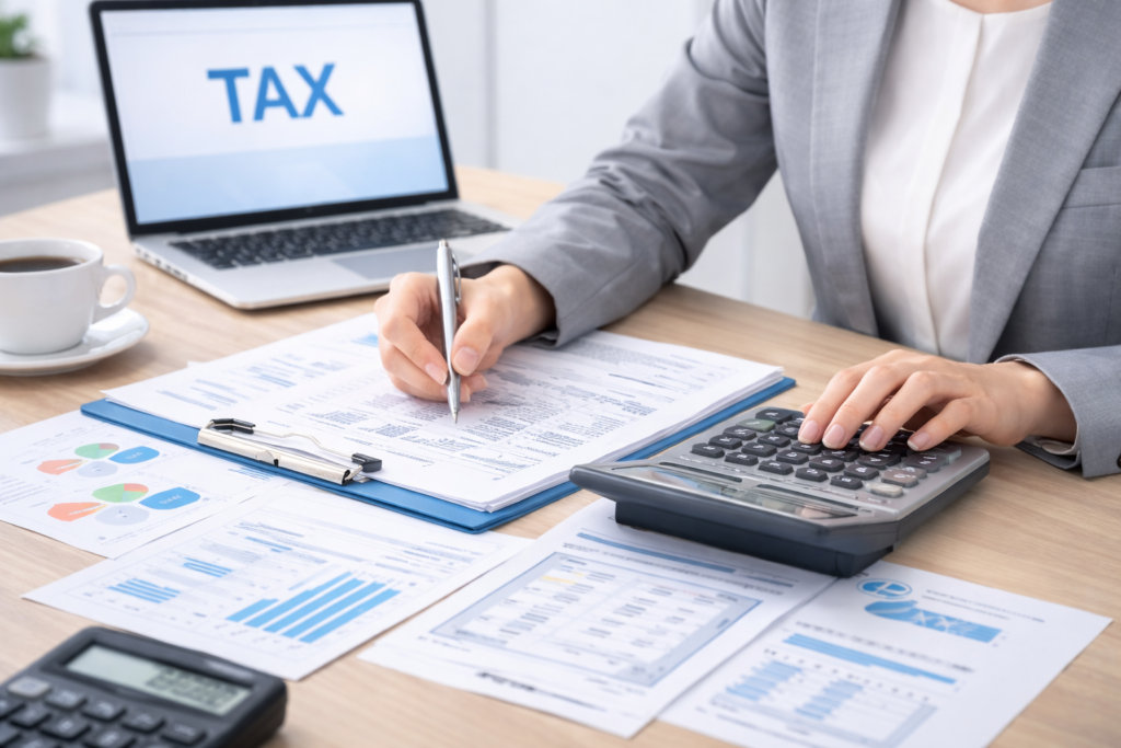 経理・税務の仕事をしている様子