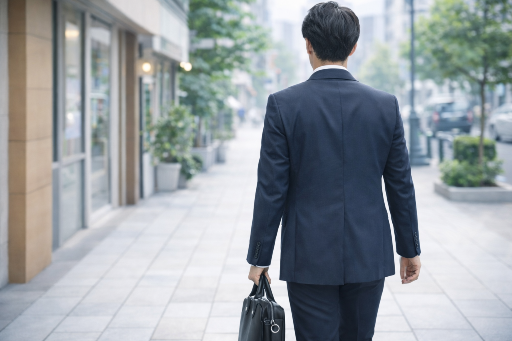 男性営業マンが訪問先に向かう様子